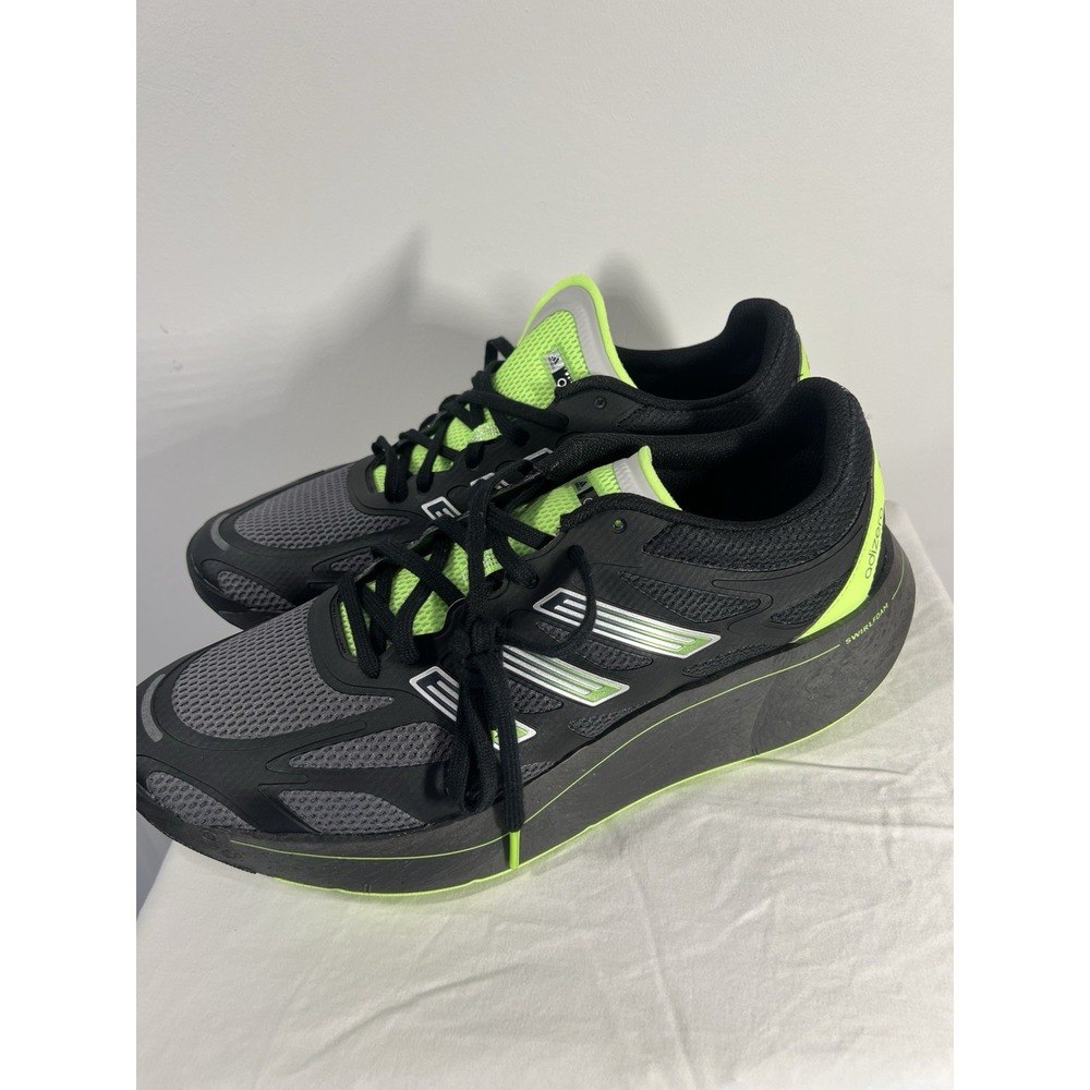 adidas Adizero Aruku Mens 12 Black Gray Neon Green Swirlfoam Sneakers NWT - Picture 2 of 11